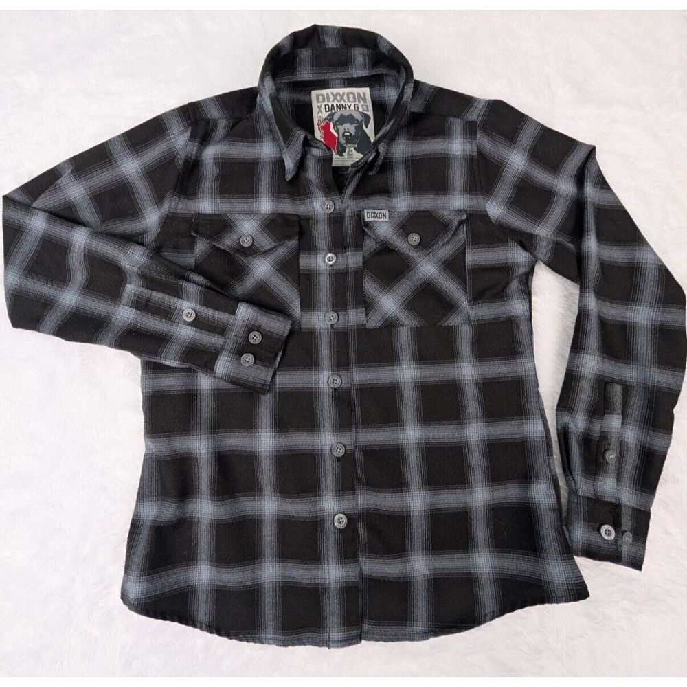 Dixxon x Danny G The Mission Shirt Women's Size S Flannel Button Down Black/Gray
